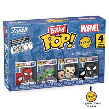 Funko Pop! Bitty: Spider-Man 4PK - Spider-Man, Green Goblin, J. Jonah Jameson, and Random Chase Figure