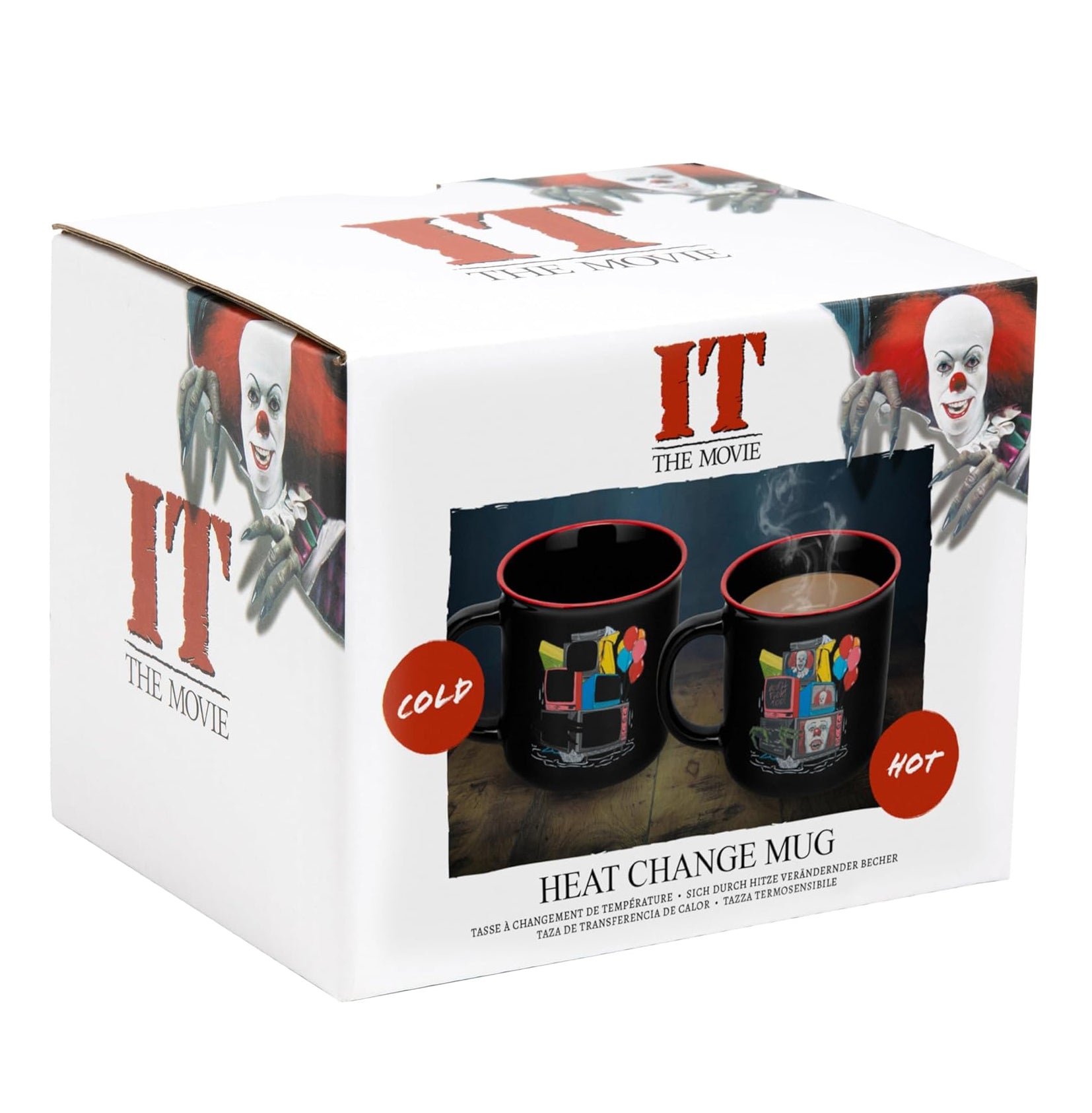Paladone Pennywise TV Screen Heat Change Mug, 350ml Officially Licensed IT the Movie Ceramic Coffee Cup