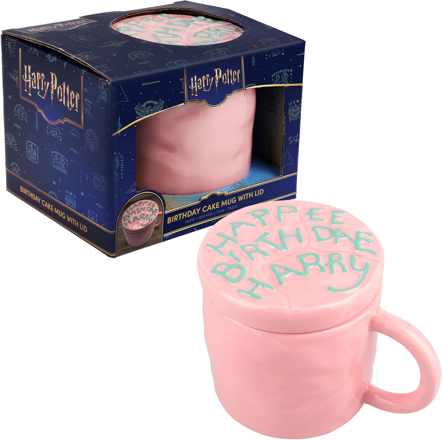 Paladone Harry Potter Happee Birthdae Cake‑Shaped Mug with Lid, 400ml Ceramic Collectible
