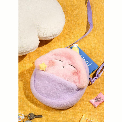Kirby Fluffy Sling Bag (Sleepy) – 8.7-Inch Plush Crossbody Bag with Adjustable Strap