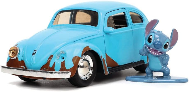 Jada Toys Disney Lilo and Stitch 1:32 Volkswagen Beetle Die-cast Car w/ 1.65" Stitch Figure