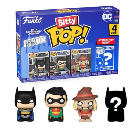 Funko Bitty Pop!: DC Comics Batman Animated Mini Collectible Toys 4-Pack - Batman, Robin, Scarecrow, & Mystery Chase Figure