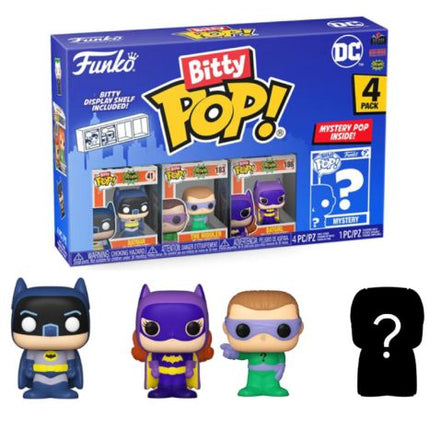 Funko Bitty Pop!: DC Comics TV's Batman Mini Collectible Toys 4-Pack - Batman, The Riddler, Batgirl, & Mystery Chase Figure