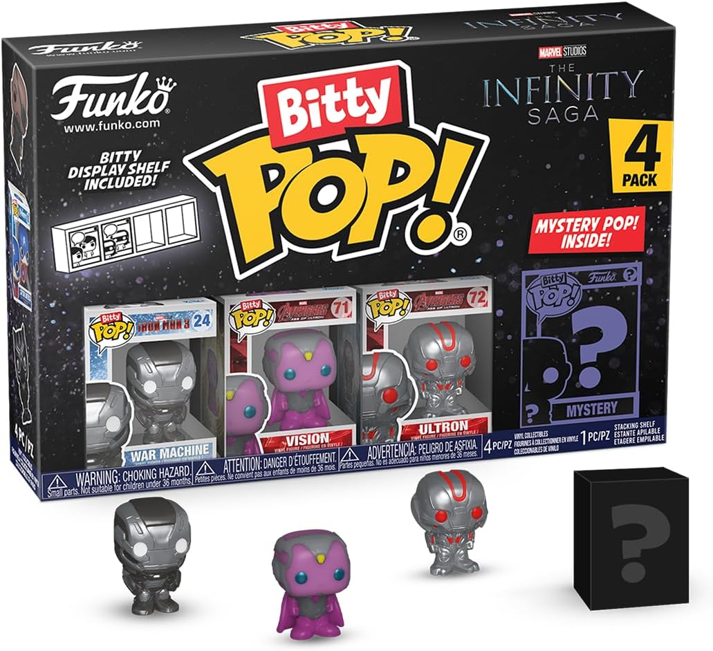 Funko Bitty Pop!: Marvel Cinematic Universe Mini Collectible Toys 4-Pack - War Machine, Vision, Ultron, & Mystery Chase Figure