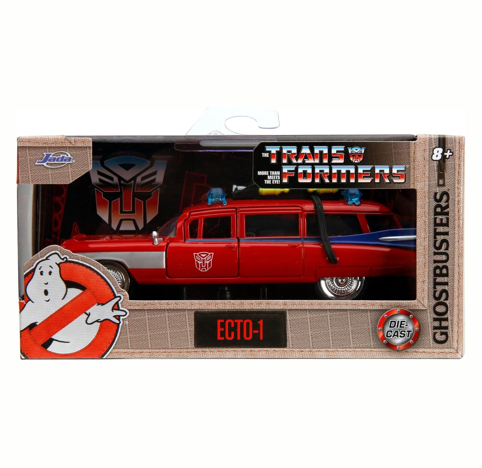 Jada Toys Hollywood Rides Transformers x Ghostbusters Ecto-1 G1 Mashup, 1:32 Scale Die-Cast Car
