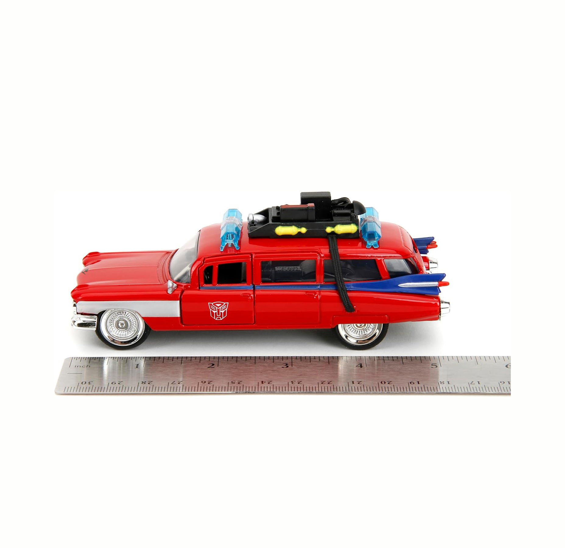 Jada Toys Hollywood Rides Transformers x Ghostbusters Ecto-1 G1 Mashup, 1:32 Scale Die-Cast Car