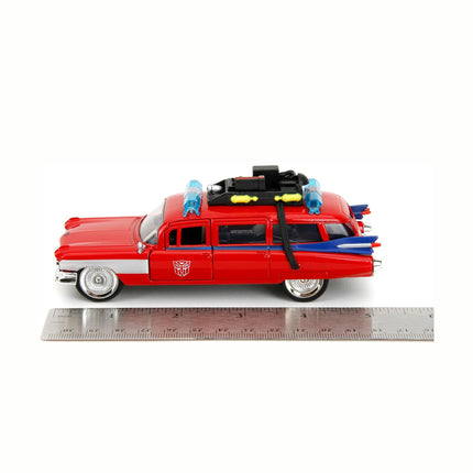 Jada Toys Hollywood Rides Transformers x Ghostbusters Ecto-1 G1 Mashup, 1:32 Scale Die-Cast Car