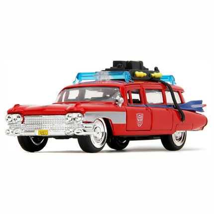Jada Toys Hollywood Rides Transformers x Ghostbusters Ecto-1 G1 Mashup, 1:32 Scale Die-Cast Car