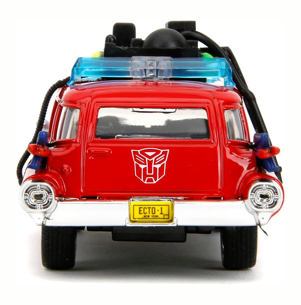 Jada Toys Hollywood Rides Transformers x Ghostbusters Ecto-1 G1 Mashup, 1:32 Scale Die-Cast Car