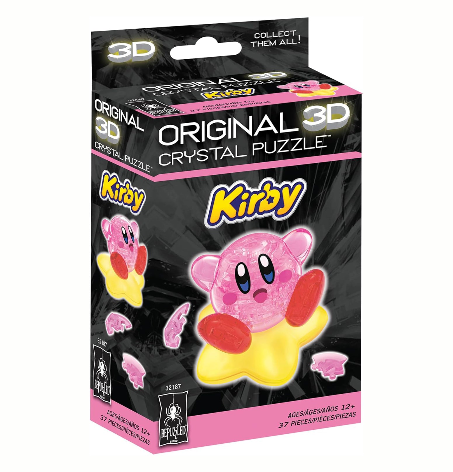 Kirby Original 3D Crystal Puzzle, 37 Piece Brain Teaser, Collectible Display Puzzle