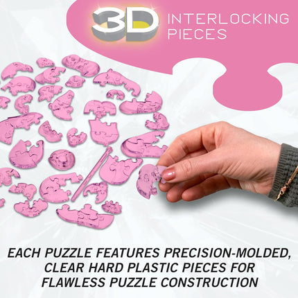 Kirby Original 3D Crystal Puzzle, 37 Piece Brain Teaser, Collectible Display Puzzle