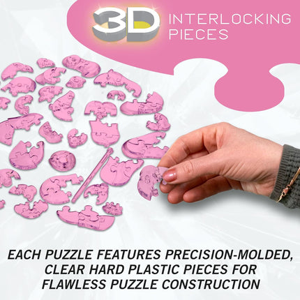 Kirby Original 3D Crystal Puzzle, 37 Piece Brain Teaser, Collectible Display Puzzle