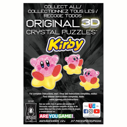 Kirby Original 3D Crystal Puzzle, 37 Piece Brain Teaser, Collectible Display Puzzle