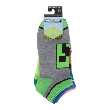 Bioworld Minecraft Character Heads 5-Pair Ankle Socks