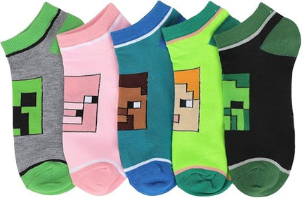 Bioworld Minecraft Character Heads 5-Pair Ankle Socks