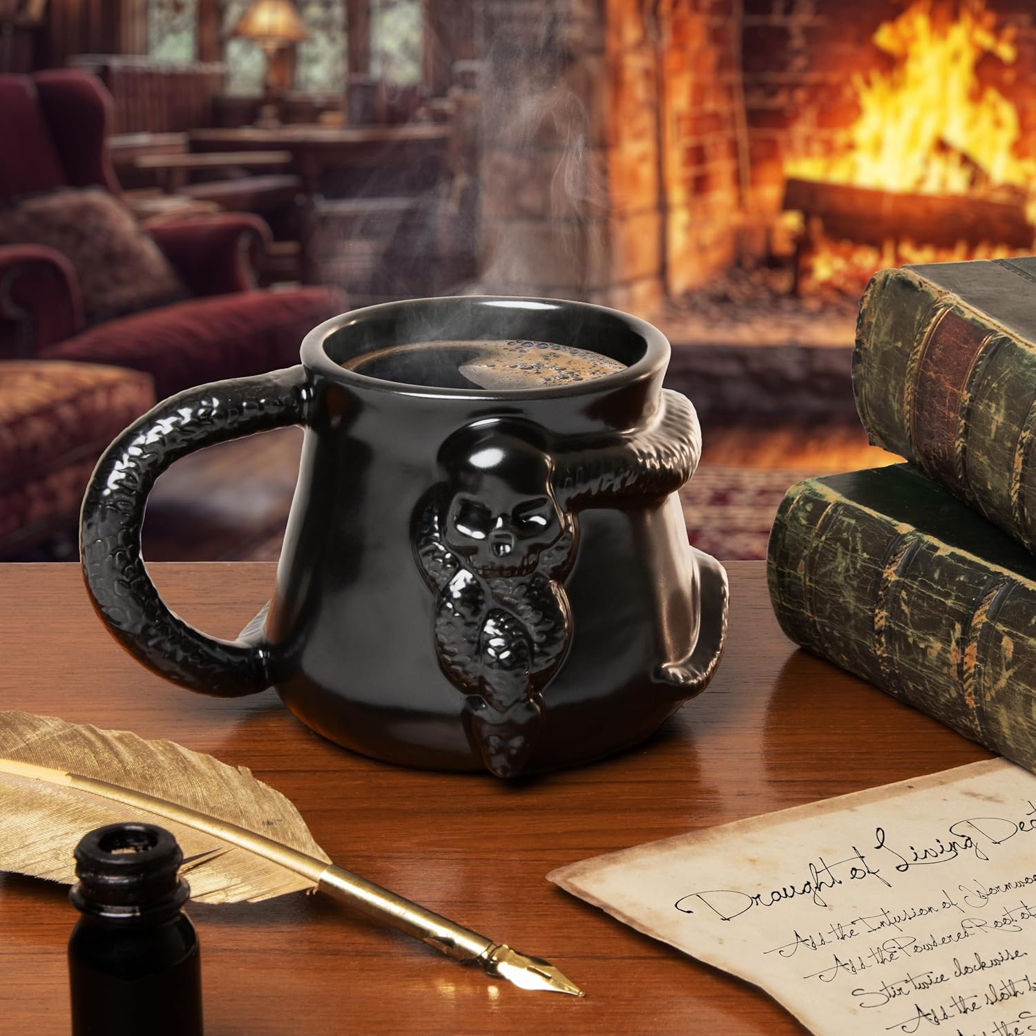 Paladone Harry Potter Dark Mark Nagini Snake Mug, Officially Licensed 400ml Black Ceramic Coffee Cup