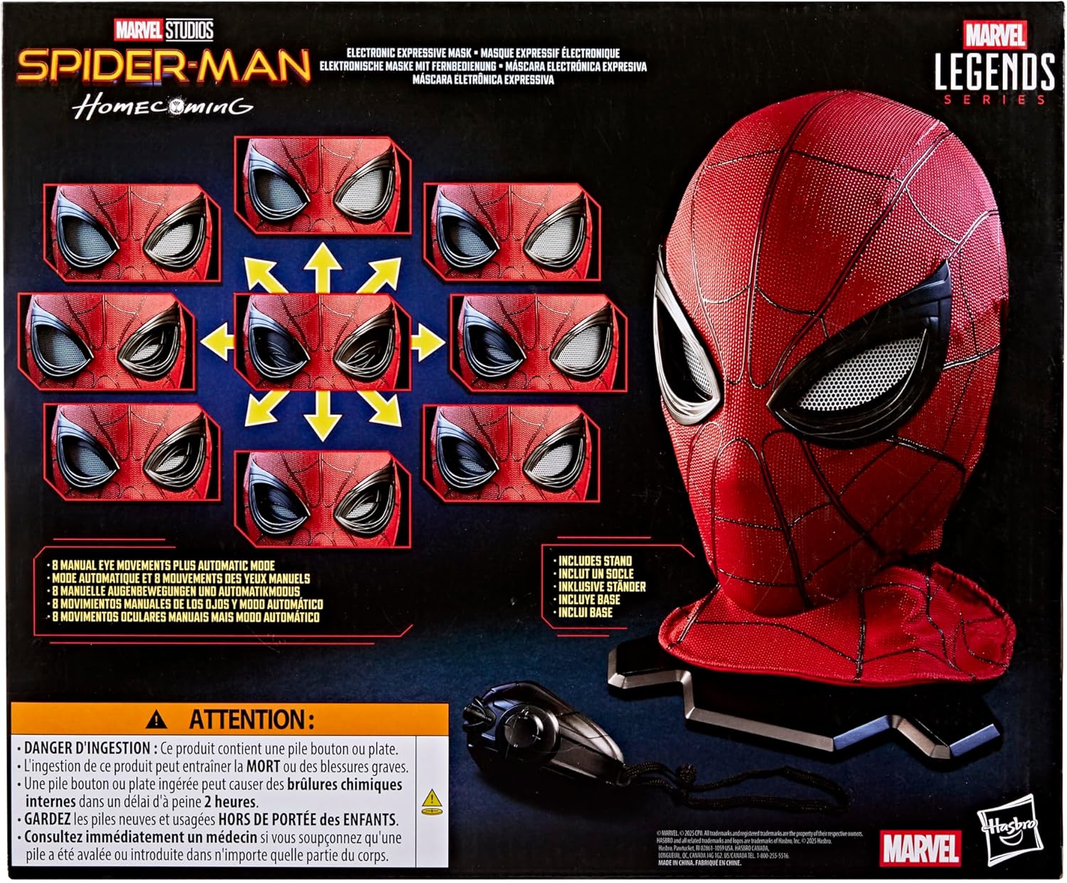SPIDER-MAN Marvel Legends Series Homecoming Electronic Expressive Mask, Premium Interactive Roleplay Gear for Adults