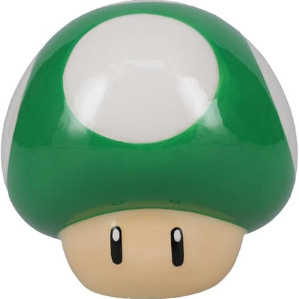 Super Mario Brothers Mushroom Salt and Pepper Shakers Officially Licensed Nintendo Red & Green 1-Up Ceramic Set