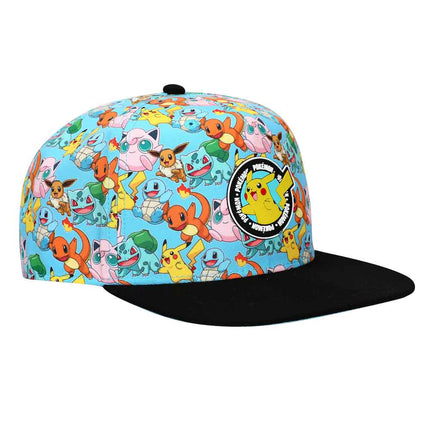 Pokemon Pikachu AOP Rubber Patch Youth Flat Bill Snapback