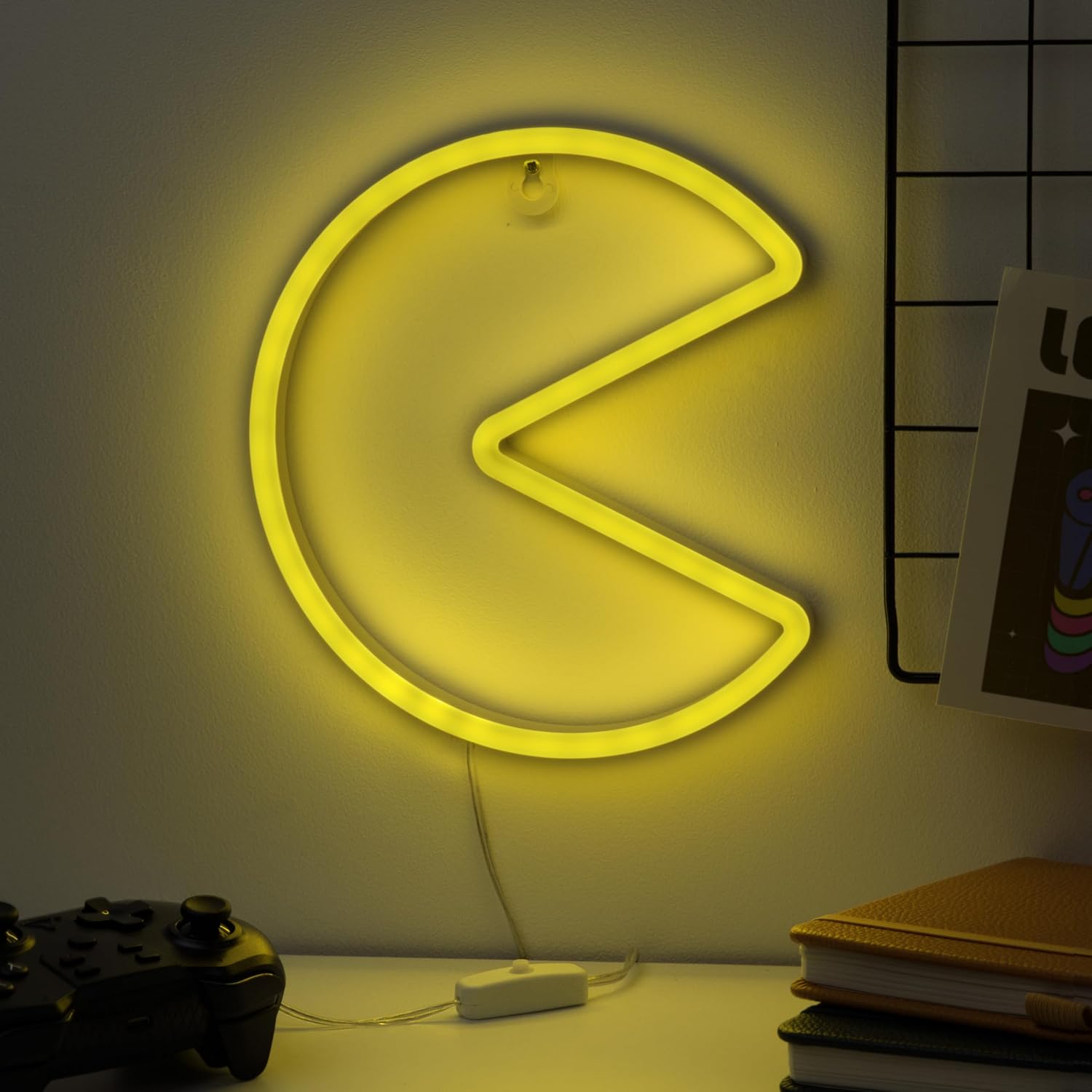 Paladone Pac-Man Neon Wall Light - Retro Arcade LED Wall Decor for Bedroom, Bar & Game Room
