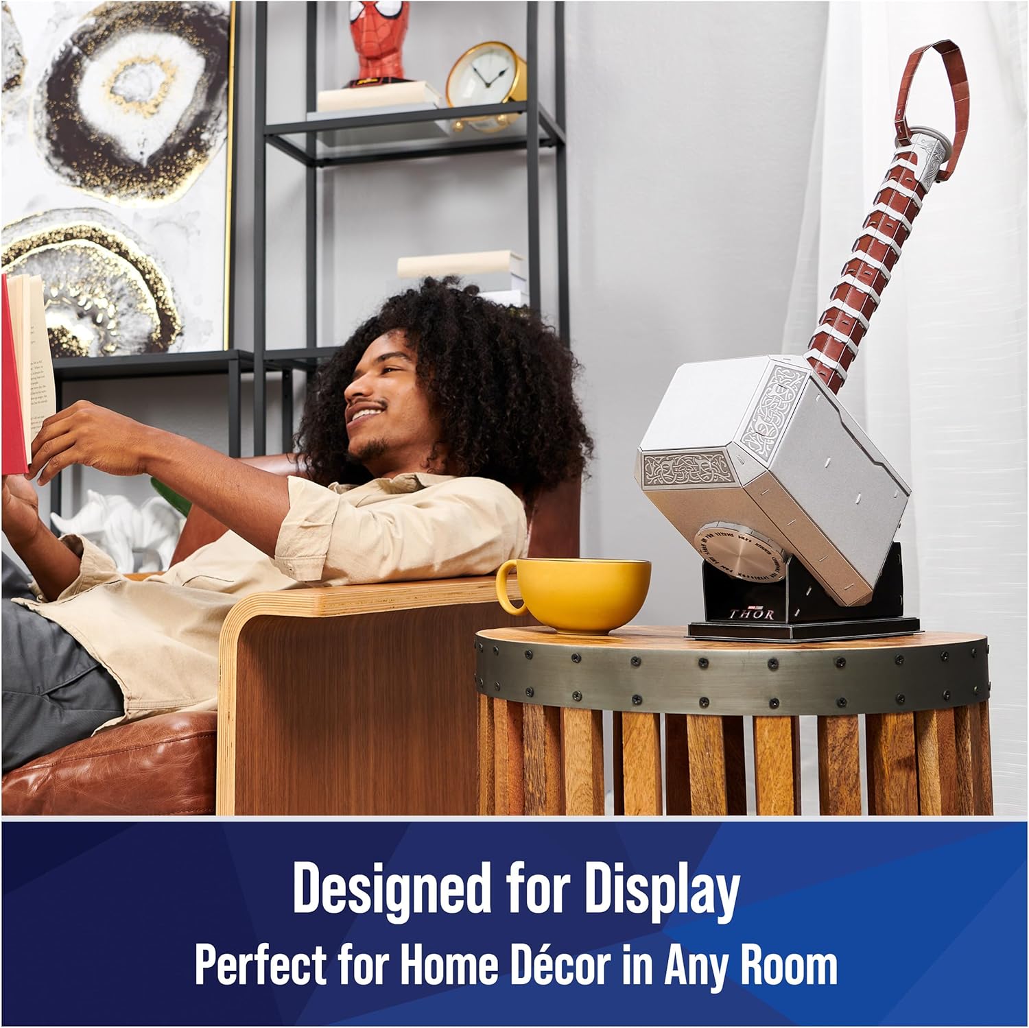 4D Build, Marvel Mjolnir Thor Hammer 3D Puzzle Model Kit with Stand 87 Pcs | Thor Desk Decor | Building Toys