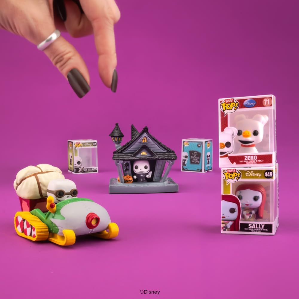 Funko Bitty Pop! Starter Set: The Nightmare Before Christmas - 6PK - Zero, Sally, Jack Skellington, Bitty Ride Snowmobile, and Bitty Town Jack's House