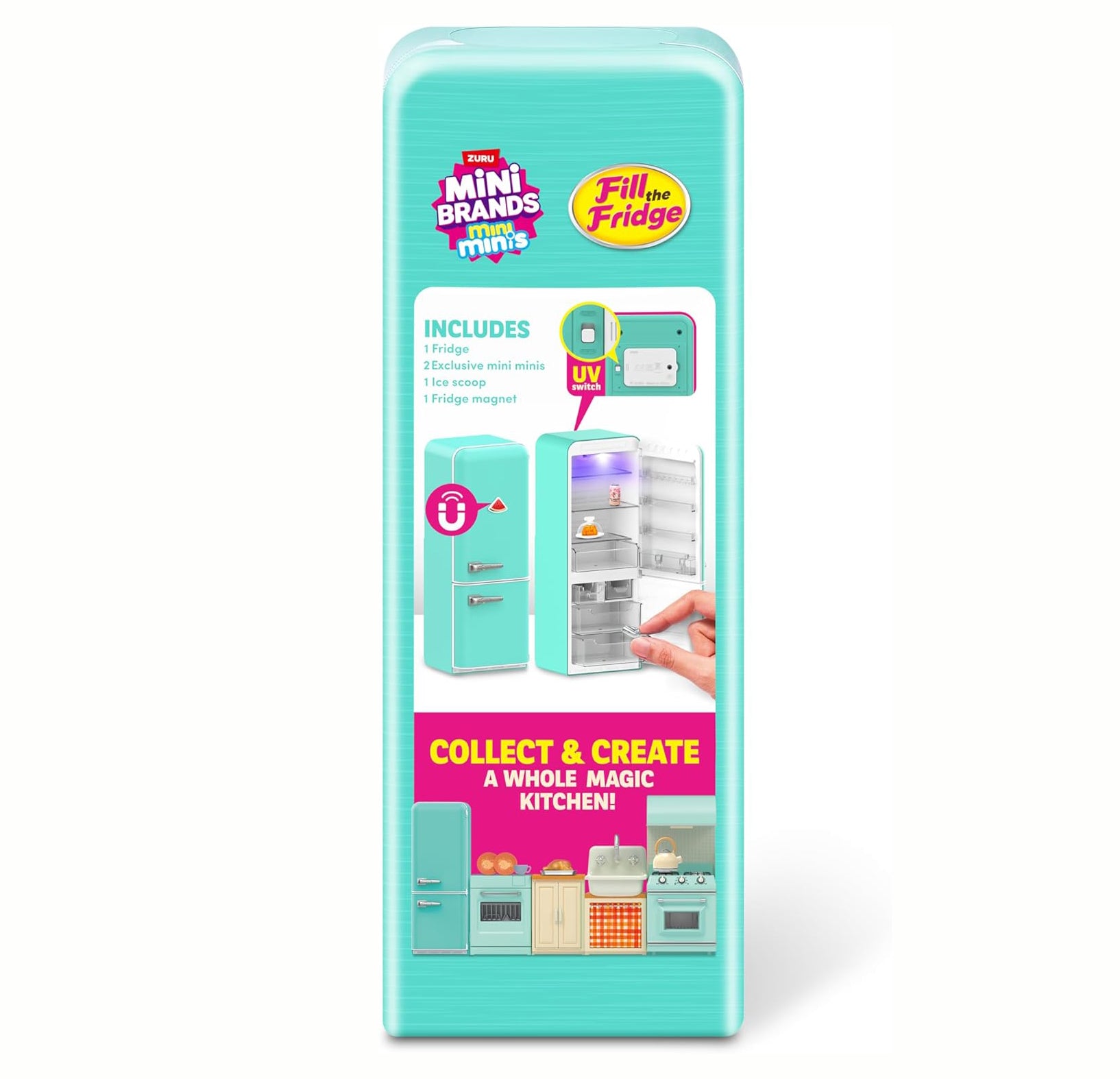 Mini Brands Fill The Fridge Playset w/UV Light by ZURU, Collectibles