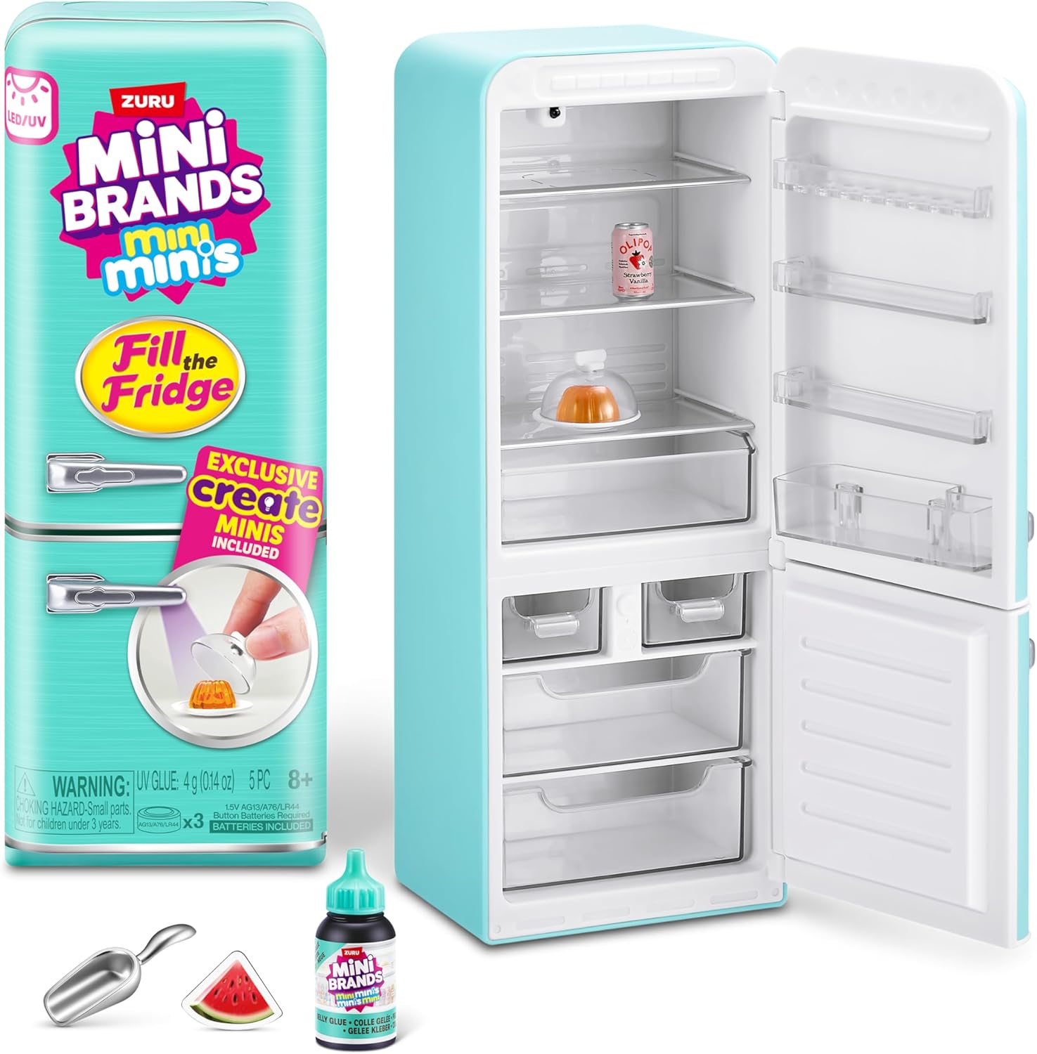 Mini Brands Fill The Fridge Playset w/UV Light by ZURU, Collectibles