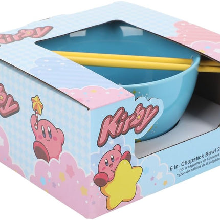 Kirby Blue Ramen Bowl with Logo and Chopsticks