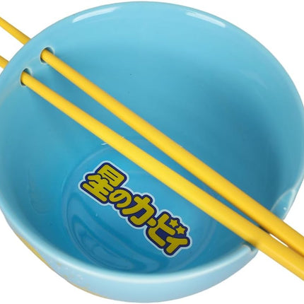 Kirby Blue Ramen Bowl with Logo and Chopsticks