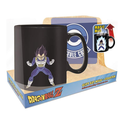 ABYSTYLE Dragon Ball Z Vegeta Heat Change Mug 16 Fl Oz and (1) Coaster Capsule Corp