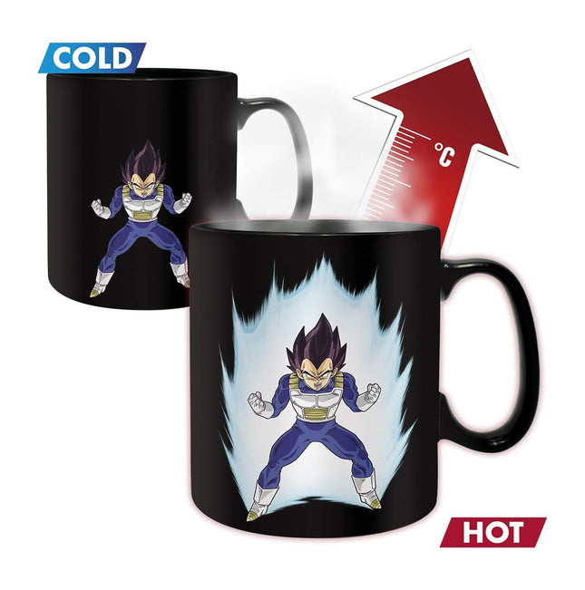 ABYSTYLE Dragon Ball Z Vegeta Heat Change Mug 16 Fl Oz and (1) Coaster Capsule Corp