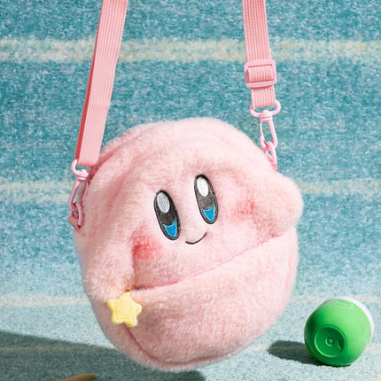 Kirby Fluffy Sling Bag (Smile) – 8.7-Inch Plush Crossbody Bag with Adjustable Strap