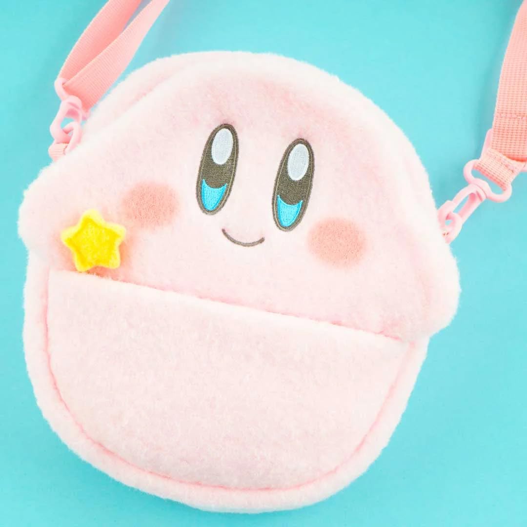 Kirby Fluffy Sling Bag (Smile) – 8.7-Inch Plush Crossbody Bag with Adjustable Strap