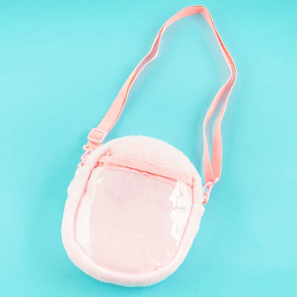 Kirby Fluffy Sling Bag (Smile) – 8.7-Inch Plush Crossbody Bag with Adjustable Strap