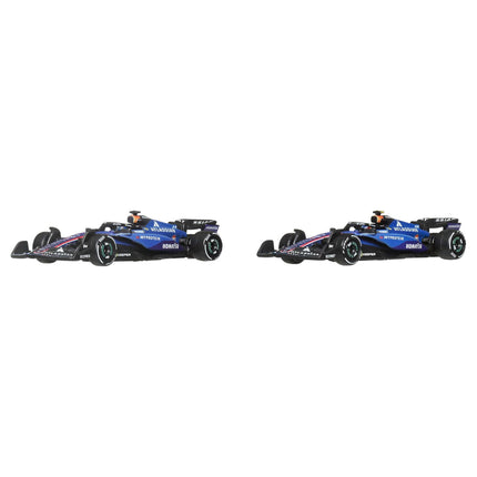 Hot Wheels Premium Formula 1 Atlassian Williams Racing 2-Pack Set of 2 1:64 Scale Toy Racecars Featuring 55 Carlos Sainz & #23 Alexander Albon