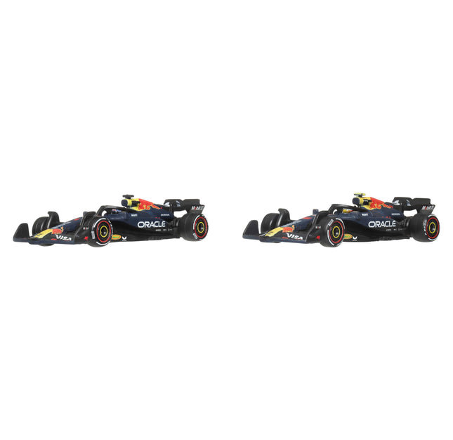 Hot Wheels Premium Formula 1 Team Oracle Red Bull Die Cast Car 2-Pack Set of 2 Die-Cast 1:64 Scale Cars with Max Verstappen & Yuki Tsunoda decos, F1 Collectible Vehicles