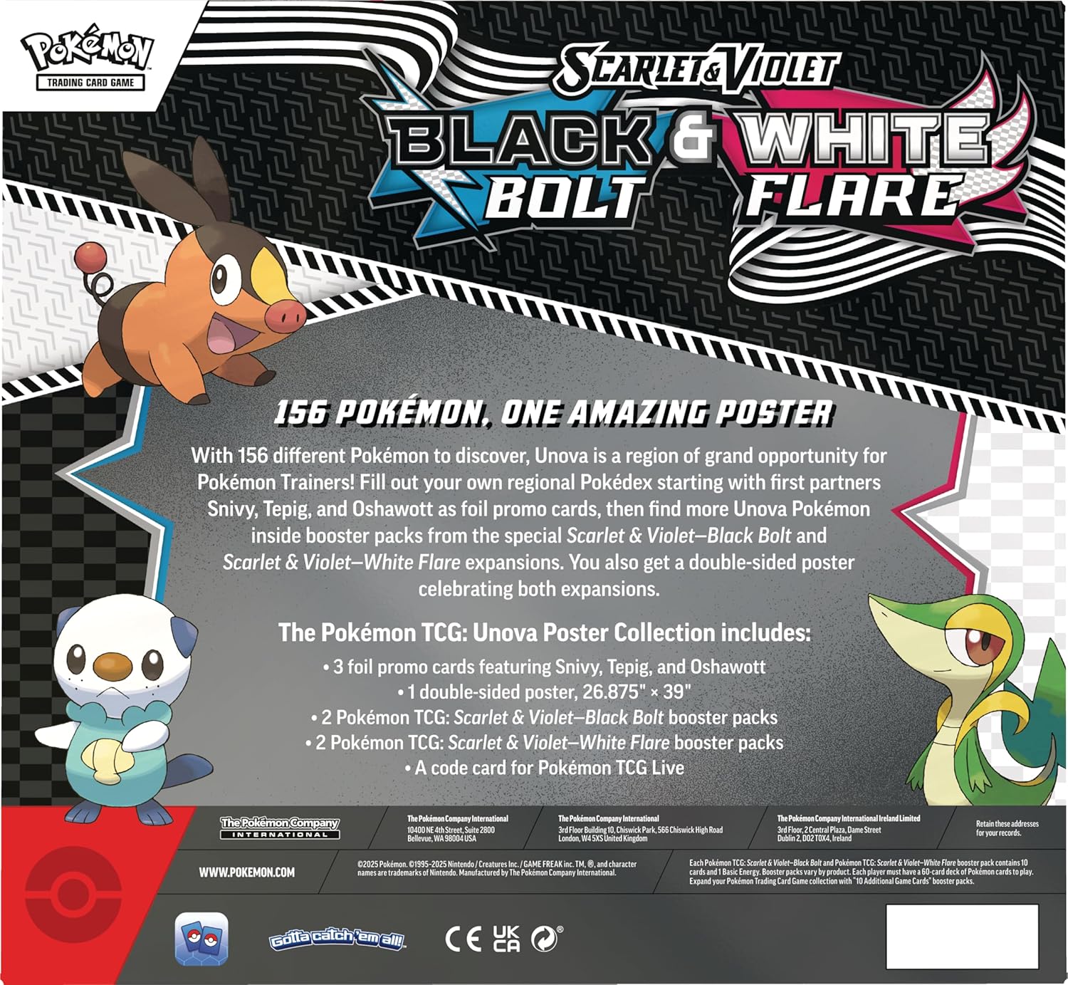 Pokemon TCG Scarlet & Violet: Black Bolt & White Flare Unova Poster Bo