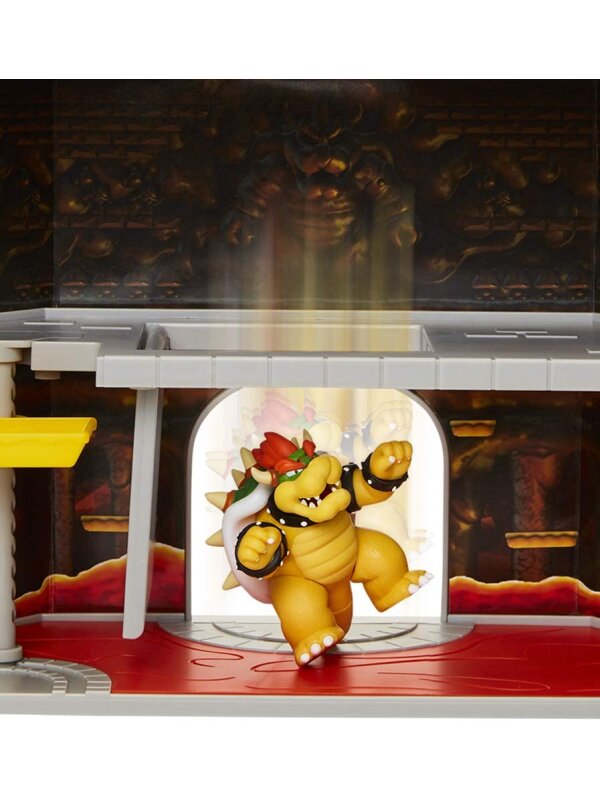 Super Mario Nintendo Deluxe Bowser's Castle Playset with 2.5" Exclusive Articulated Bowser Action Figure, Interactive Play Set with Authentic In-Game Sound