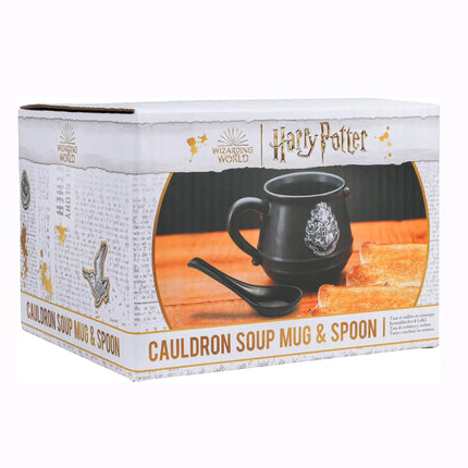 Harry Potter Cauldron Soup Mug and Spoon Set - Ceramic Hogwarts Drinkware for Soup or Tea, 500 ml (17 fl oz)