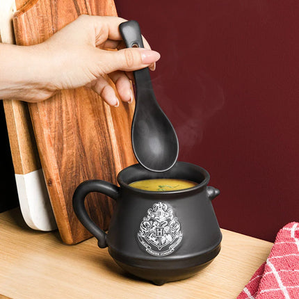Harry Potter Cauldron Soup Mug and Spoon Set - Ceramic Hogwarts Drinkware for Soup or Tea, 500 ml (17 fl oz)