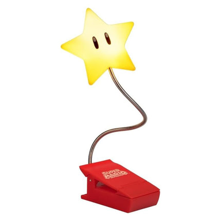 Paladone Super Mario Super Star Clip Book Light – LED Clip Lamp with Flexible Arm, Battery Powered