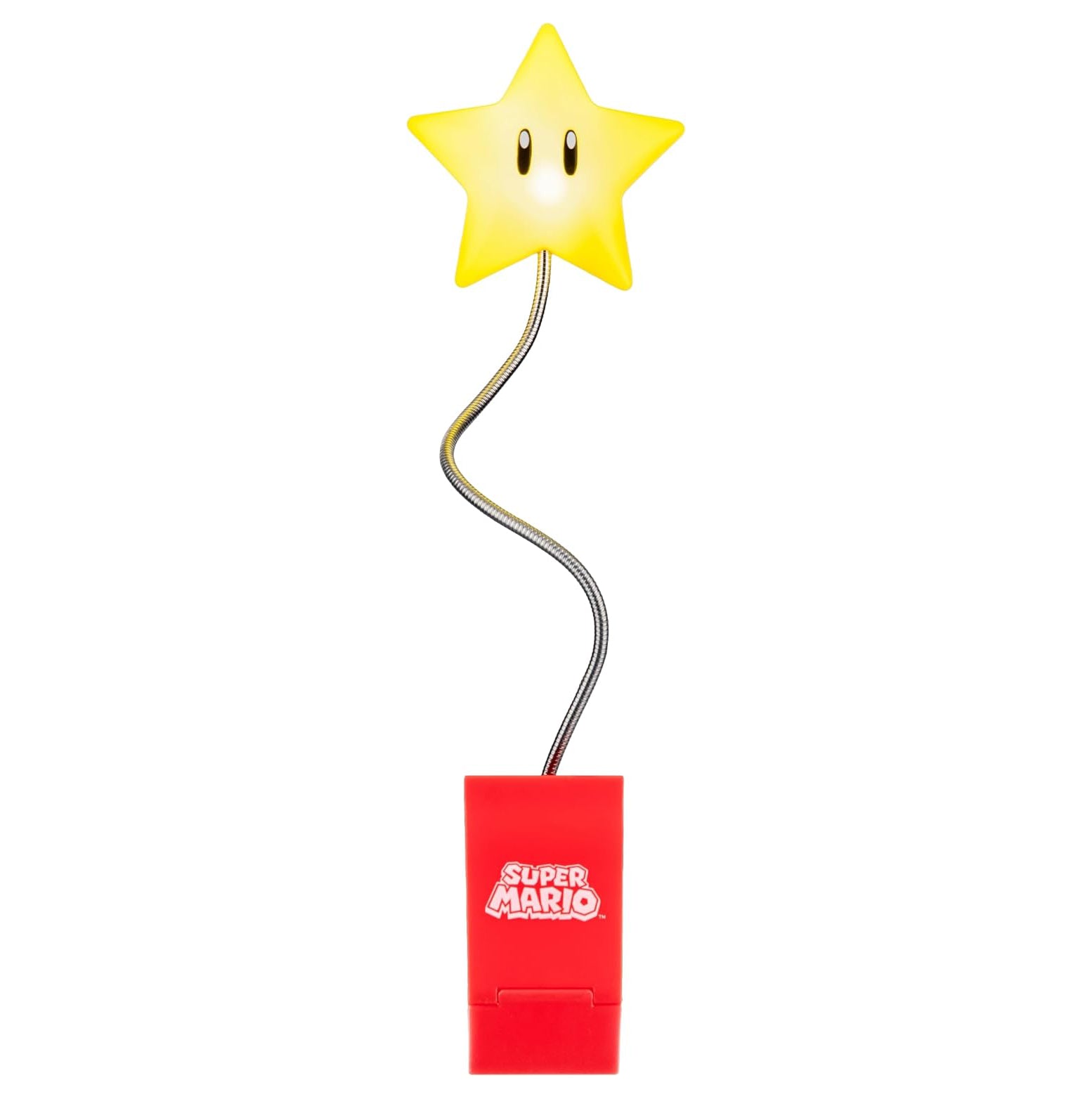 Paladone Super Mario Super Star Clip Book Light – LED Clip Lamp with Flexible Arm, Battery Powered