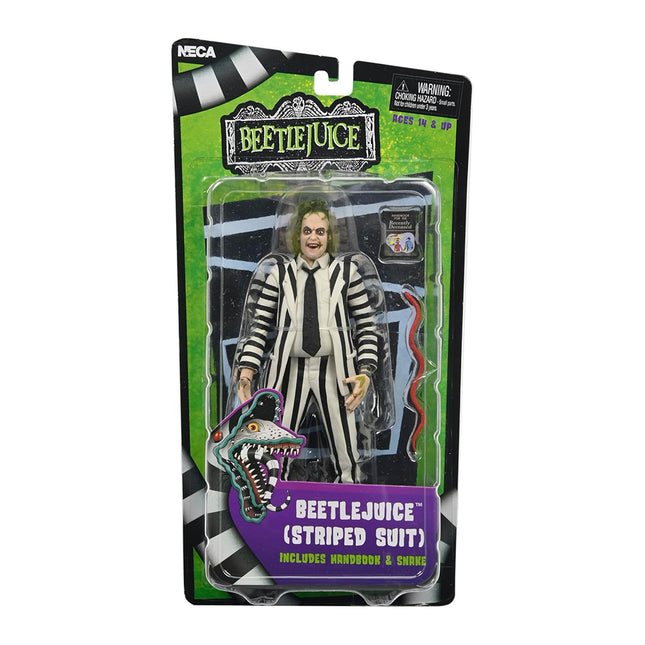 NECA Beetlejuice Collectible Action Figure |Officially Licensed Movie Classic, (1988) Black & White Suit, 7" Scale