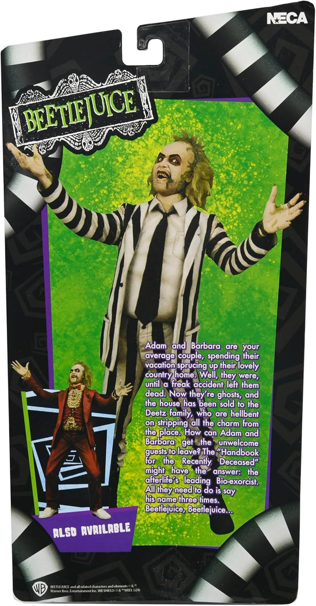 NECA Beetlejuice Collectible Action Figure |Officially Licensed Movie Classic, (1988) Black & White Suit, 7" Scale
