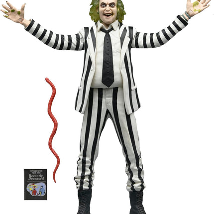 NECA Beetlejuice Collectible Action Figure |Officially Licensed Movie Classic, (1988) Black & White Suit, 7" Scale