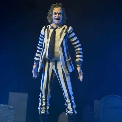 NECA Beetlejuice Collectible Action Figure |Officially Licensed Movie Classic, (1988) Black & White Suit, 7" Scale