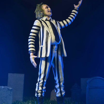 NECA Beetlejuice Collectible Action Figure |Officially Licensed Movie Classic, (1988) Black & White Suit, 7" Scale