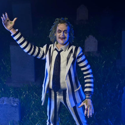 NECA Beetlejuice Collectible Action Figure |Officially Licensed Movie Classic, (1988) Black & White Suit, 7" Scale