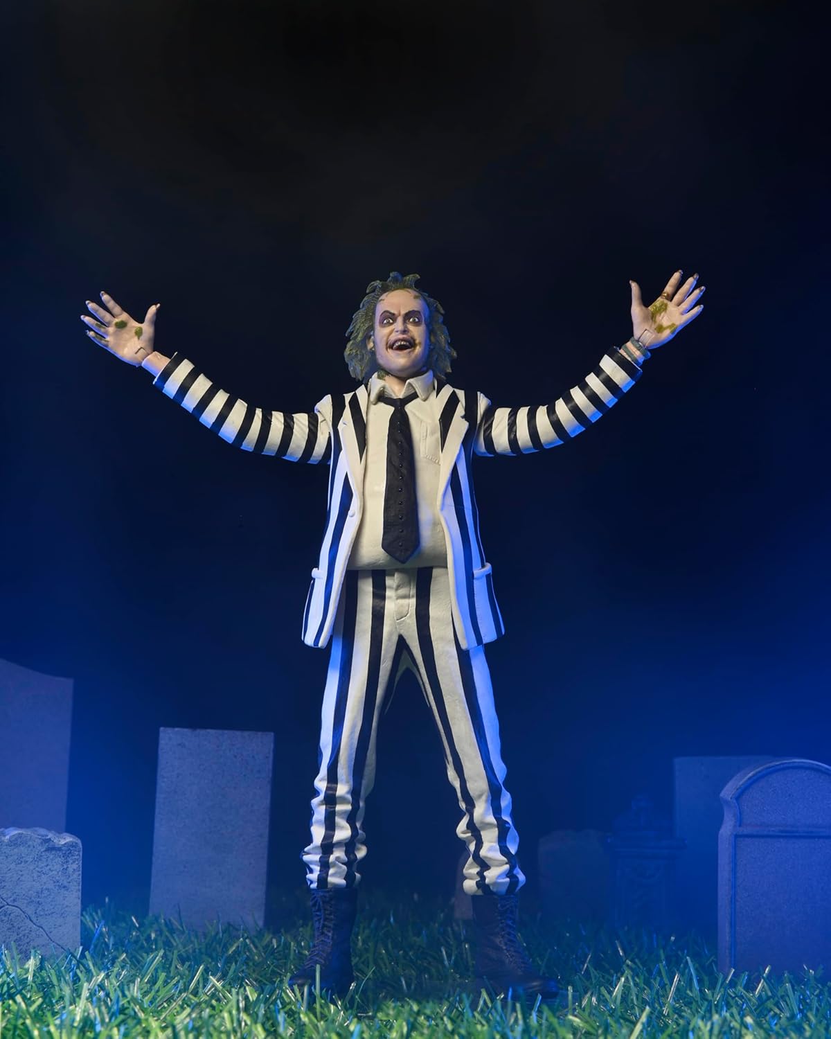 NECA Beetlejuice Collectible Action Figure |Officially Licensed Movie Classic, (1988) Black & White Suit, 7" Scale